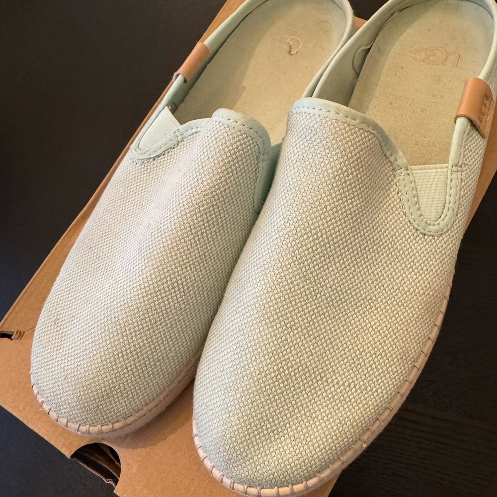 UGG Canvas DELU slide on sneakers; sky blue size 11 great gently used condition.